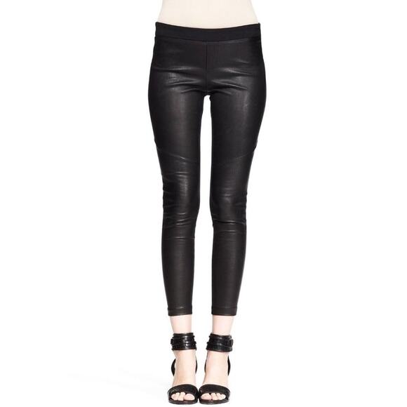 Rag & Bone Womens Leather High Rise Skinny Leggings Pants Black Size 4 - Picture 1 of 8